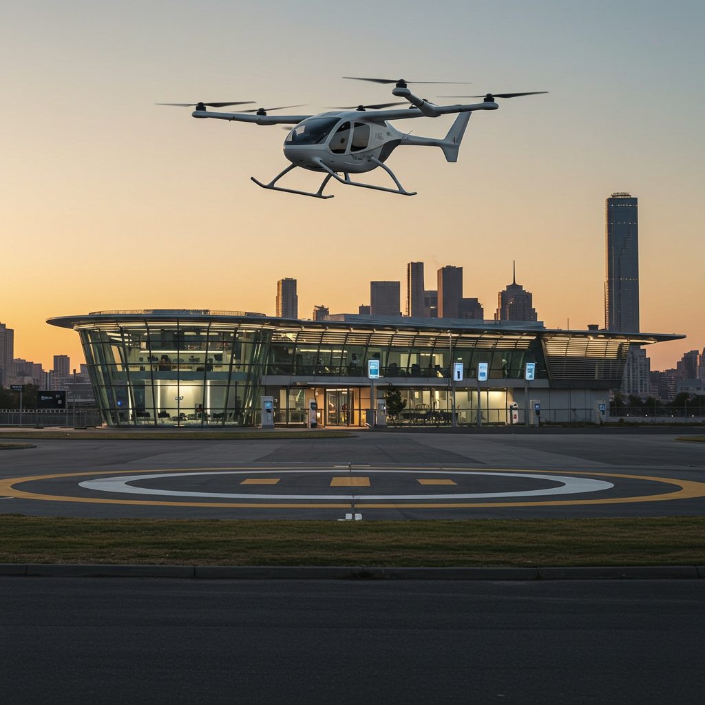 eVTOL landing in vertiport in Paris